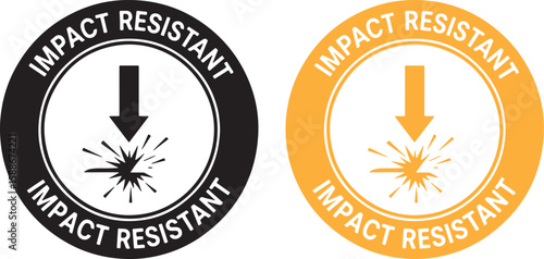 Black and yellow impact resistant symbols white, impact resistant, symbol, black, white, yellow, arrow, impact, explosion, graphic, warning, safety, protection, durability, strength, resilience, certi