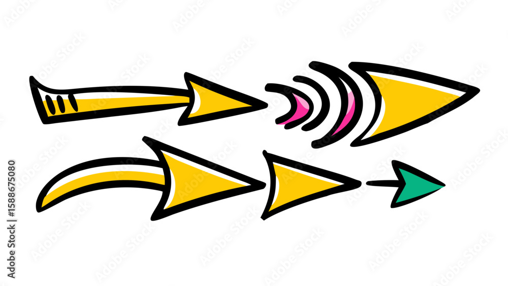 Fototapeta premium Creative Arrow Designs Directional Icons for Wayfinding and Visual Communication with Hand-Drawn Style