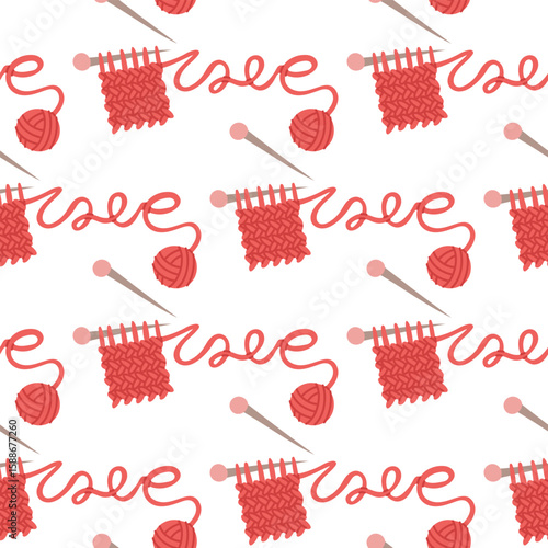 Pattern knitting knitted scarf with the word love. a ball of yarn wrote the word. a seamless flat colored texture. love for handicraft knitting. packaging design for yarn store, people knitting.