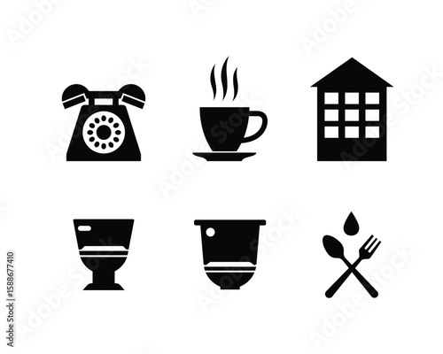 Wallpaper Mural Essential Facility & Service Icons Set Hotel & Hospitality Symbols Vector Silhouette 6set Torontodigital.ca