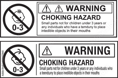Warning choking hazard for young children baby prohibition, warning, choking hazard, children, baby, prohibition, small parts, danger, safety, alert, hazard symbol, text, graphic, illustration, black 