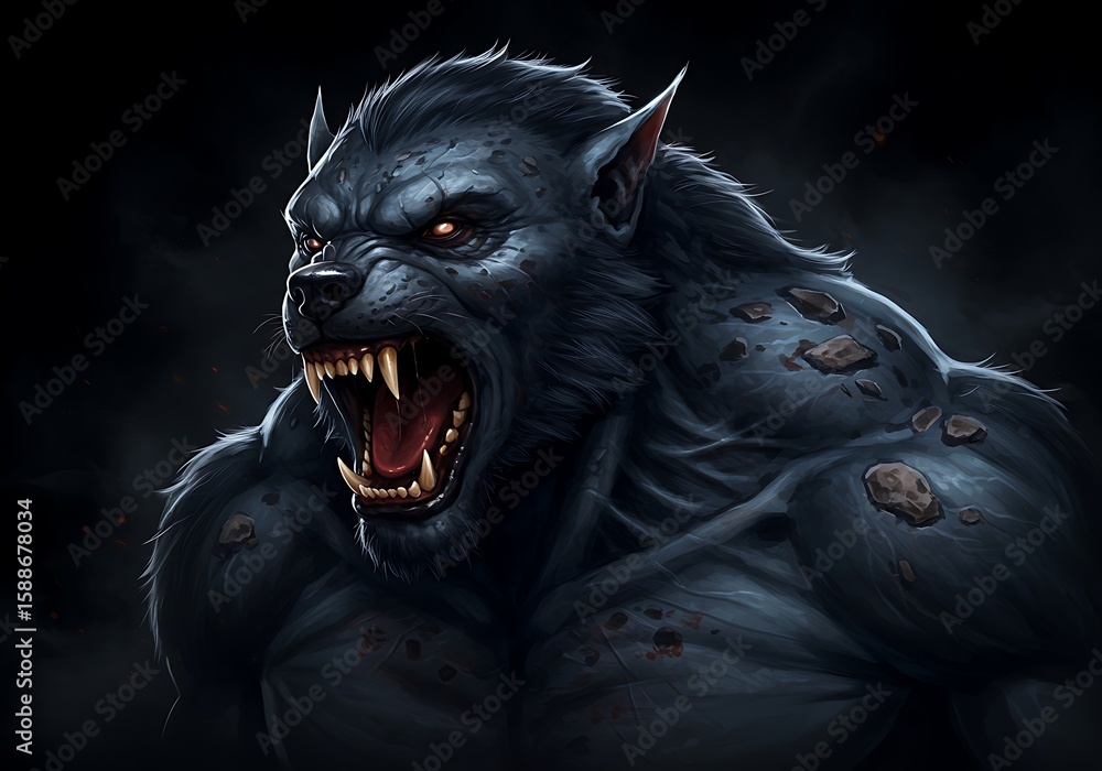 Ferocious Werewolf Portrait in Dramatic Lighting. Generative Ai Ferocious Werewolf Portrait in Dramatic Lighting. Generative Ai