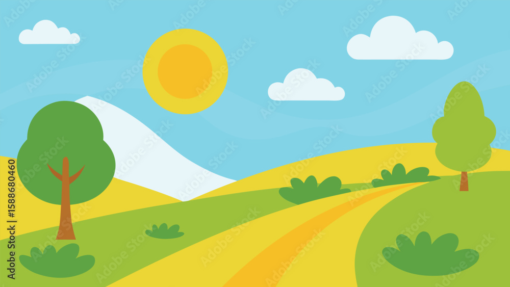 Naklejka premium landscape sky grass nature spring