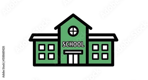 Green school building front view