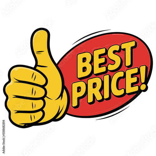 Best Price Sales Thumbs Up Icon Vector