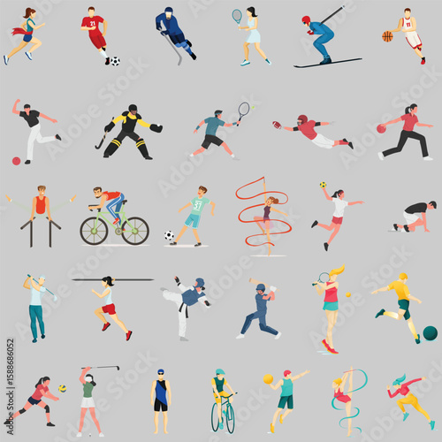 sports icons , soccer, basketball, baseball, tennis, golf, football, hockey, volleyball, swimming, running, cycling, boxing, wrestling, gymnastics, cricket, rugby, skiing, snowboarding, skateboarding,