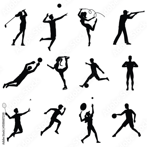 sports icons , soccer, basketball, baseball, tennis, golf, football, hockey, volleyball, swimming, running, cycling, boxing, wrestling, gymnastics, cricket, rugby, skiing, snowboarding, skateboarding,