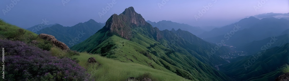 Fototapeta premium Majestic mountain landscape nature hdr panorama view 360 degrees serene environment