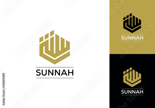 Modern Monogram Logo Design for Business, Company, Brand Featuring Geometric Shapes and the Word Sunnah in a Clean Font
