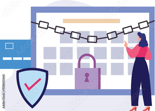 A girl is locking the privacy password.