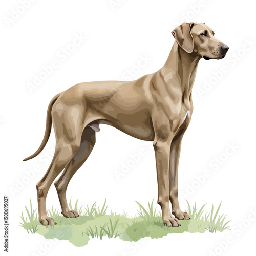 Great Dane dog standing proudly on grass  