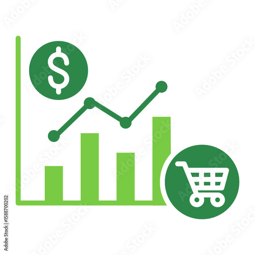 Sales Volume Icon Vector Illustration Green Version