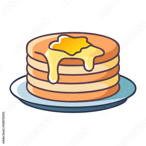 Pancake Stack Icon with Butter and Syrup

