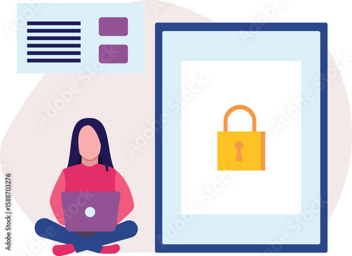 The girl is unlocking laptop password.