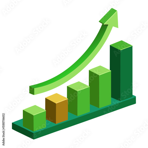 Business growth graph with arrow showing financial progress