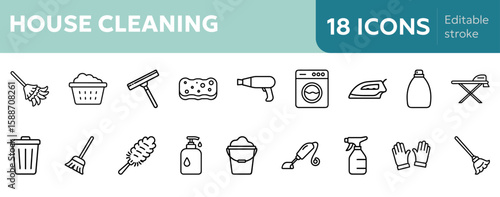 House cleaning icon collection of cleaning tools 