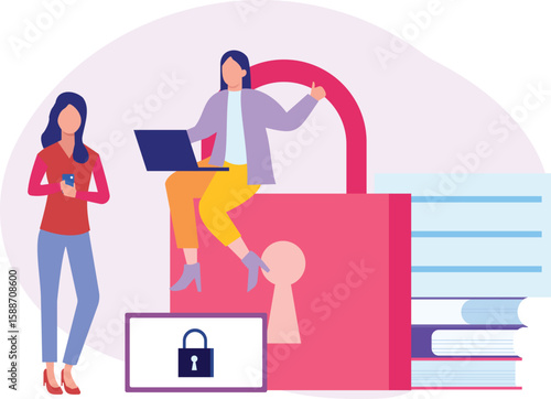 Two girls are working on their devices
