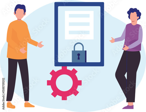 Two person are introducing tab lock.