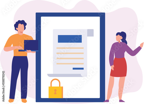 Two people reading the password contract