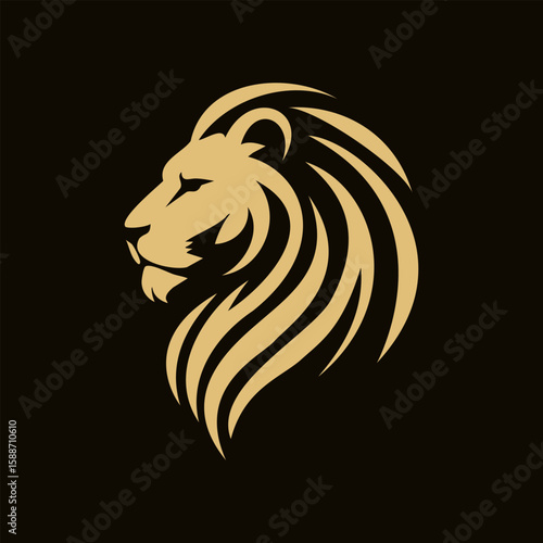 Golden Lion Head Logo
