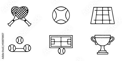 Gardening tools including rake and hoe in simple line art style  