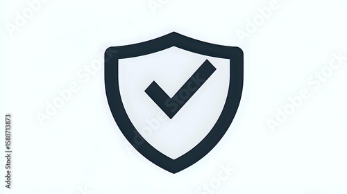 Free Download Simple shield icon with checkmark symbol in dark gray on white background, isolated design element for security and protection concepts. - GFXLoad