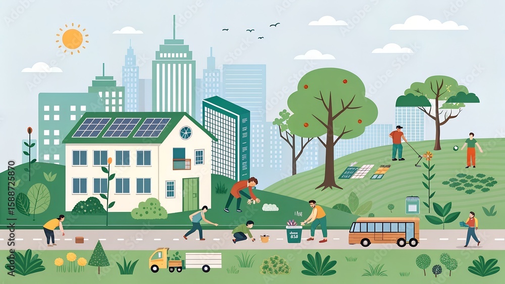 Fototapeta premium vector illustration of city landscape