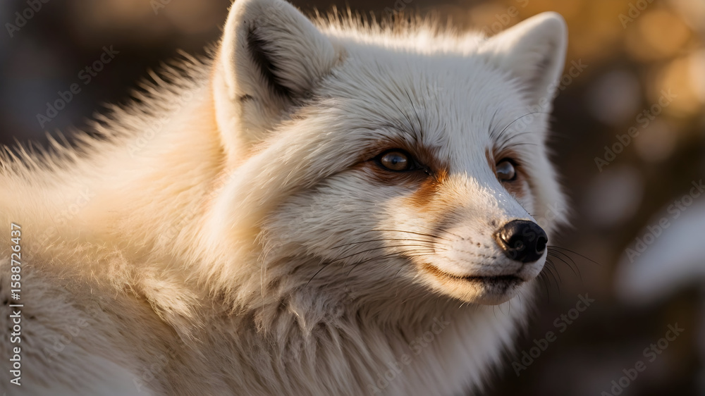 Naklejka premium Close-up Portrait Of A Majestic White Fox