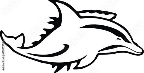 Dolphin Icon: A graceful dolphin, portrayed in a sleek, clean, minimal style, swimming gracefully in the ocean. A simple, timeless icon, perfect for various applications.