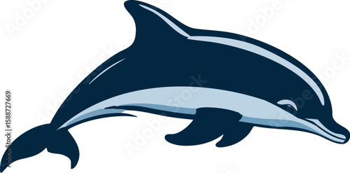 Playful Dolphin's Grace: A digitally rendered depiction of a solitary dolphin leaping playfully through the water, showcasing its sleek form. A symbol of the sea and marine life.