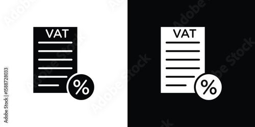 Value added tax VAT icon black flat pictogram. For graphic and web design.