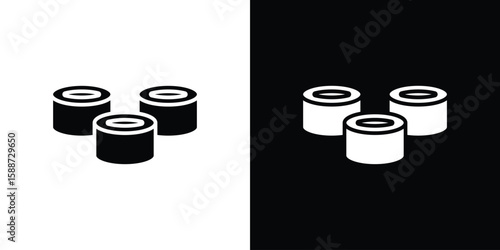 Sushi icon black flat pictogram. For graphic and web design.