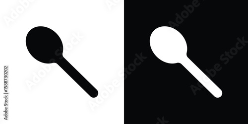 Spoon icon black flat pictogram. For graphic and web design.