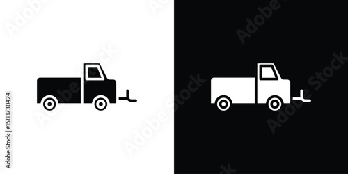 Snowplow icon black flat pictogram. For graphic and web design.