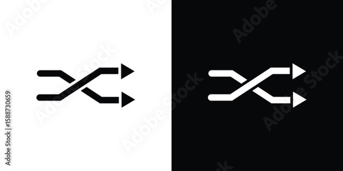 Shuffle icon black flat pictogram. For graphic and web design.