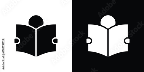 Reading icon black flat pictogram. For graphic and web design.
