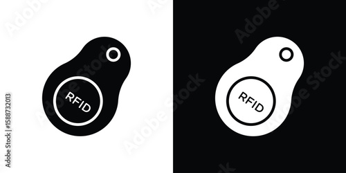 RFID key tag icon black flat pictogram. For graphic and web design.