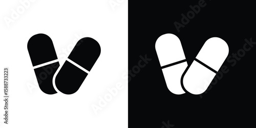 Pills icon black flat pictogram. For graphic and web design.