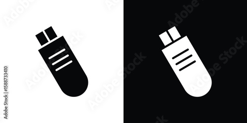 Pendrive icon black flat pictogram. For graphic and web design.