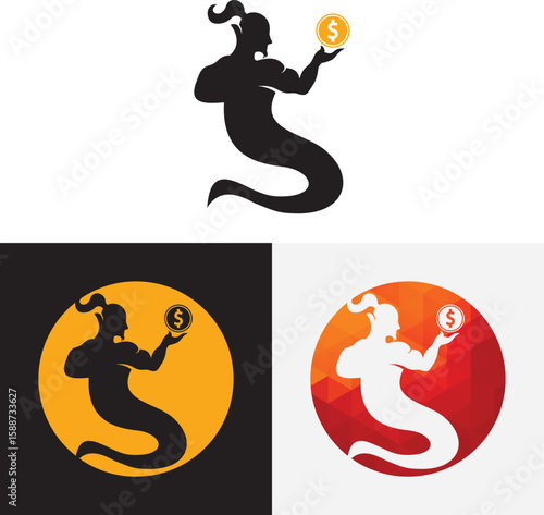 Genie Dollar Logo vector illustration. Genie-Inspired Financial Vector Design.