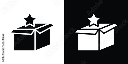 New product icon black flat pictogram. For graphic and web design.