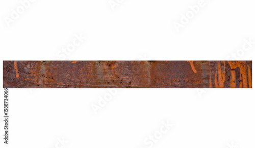 Rusty steel beam from metal stock isolated on white background.