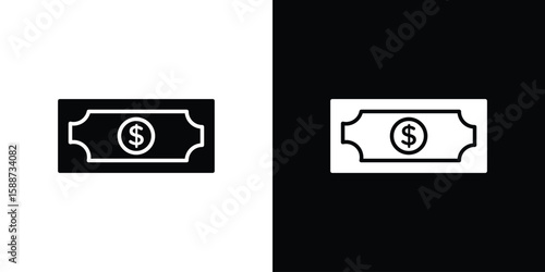 Money icon black flat pictogram. For graphic and web design.