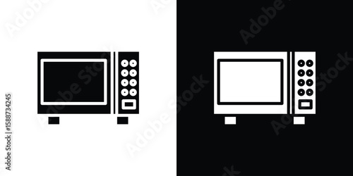 Microwave icon black flat pictogram. For graphic and web design.