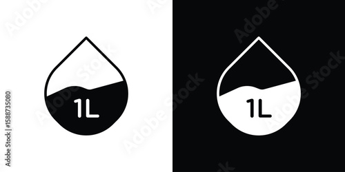 Liter icon black flat pictogram. For graphic and web design.