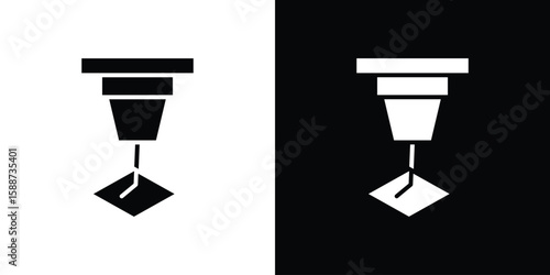 Laser machine icon black flat pictogram. For graphic and web design.