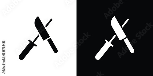 Knife sharpener icon black flat pictogram. For graphic and web design.
