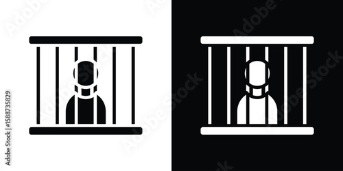 Jail icon black flat pictogram. For graphic and web design.