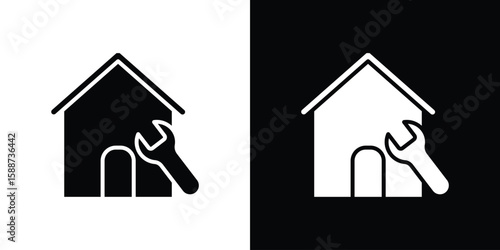 Home repair icon black flat pictogram. For graphic and web design.