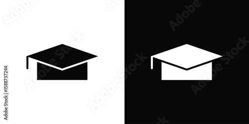 Graduated icon black flat pictogram. For graphic and web design.